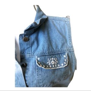 Vintage Bill Blass Faded Denim Embroidered Vest
